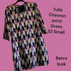 Tulle  chevron pattern Retro look  Slip on dress Sz Small